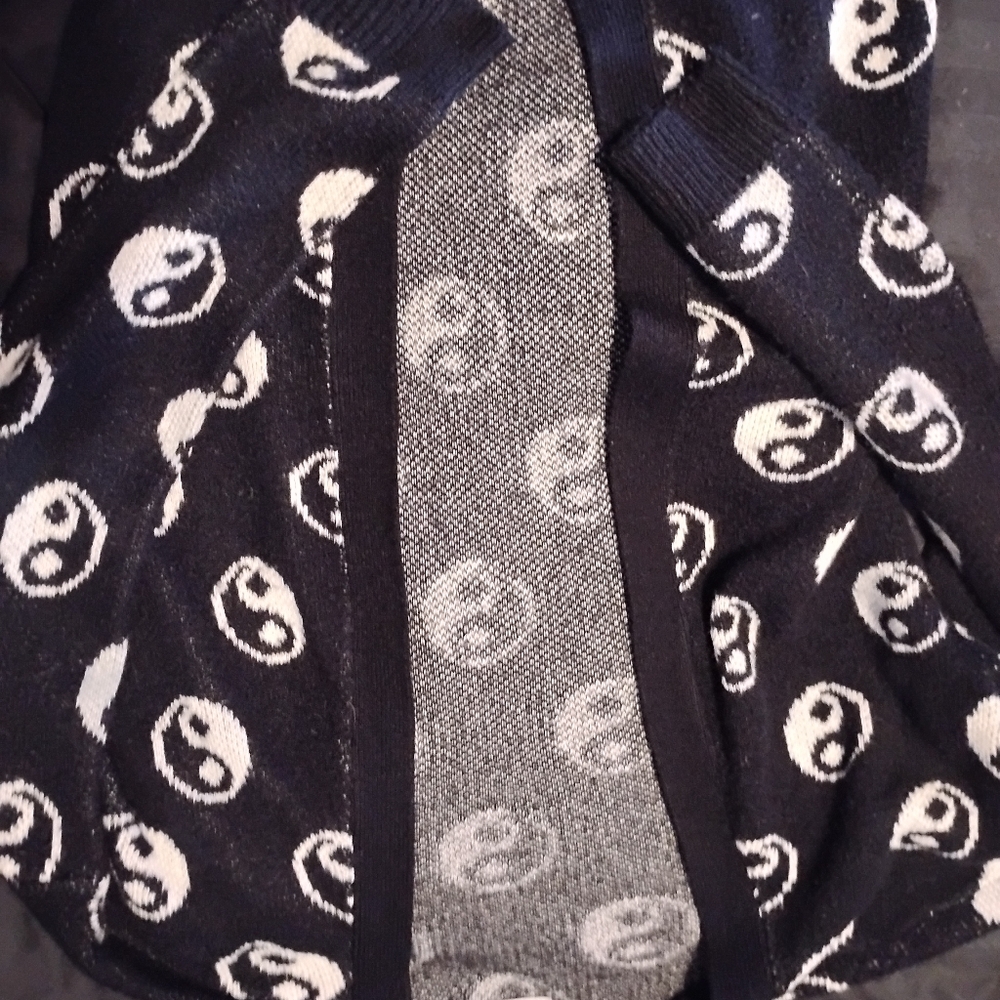 Ardene Black and White Yin Yang Cardigan Sweater